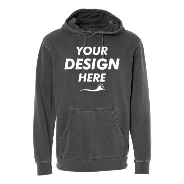 Independent Trading Co. Unisex Midweight Pigment-Dyed Hooded Sweatshirt, Pigment Black, Front view, Mockup
