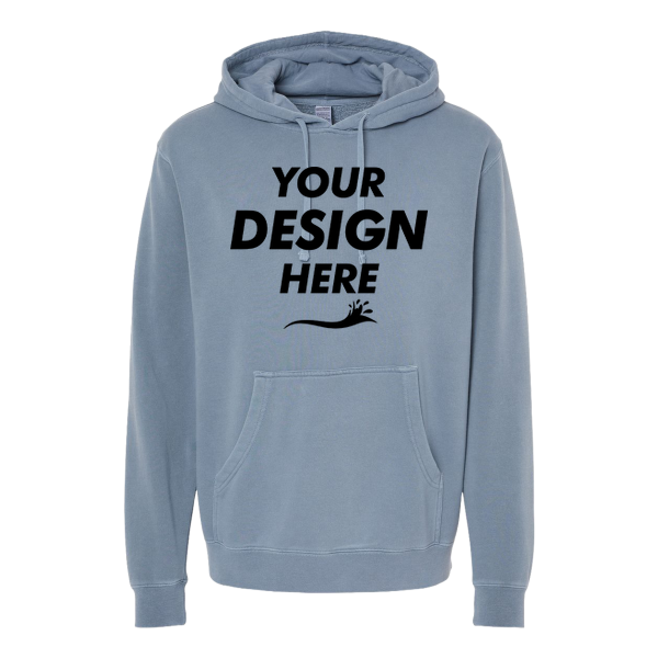 Independent Trading Co. Unisex Midweight Pigment-Dyed Hooded Sweatshirt, Pigment Slate Blue, Front view, Mockup