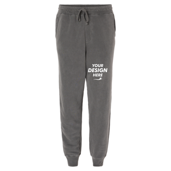 Independent Trading Co. Unisex Pigment-Dyed Fleece Sweatpants, Pigment Black, Front view, Mockup