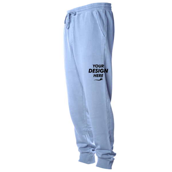 Independent Trading Co. Unisex Pigment-Dyed Fleece Sweatpants, Pigment Light Blue, Front view, Mockup