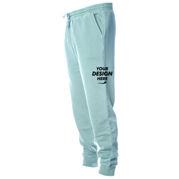 Independent Trading Co. Unisex Pigment-Dyed Fleece Sweatpants, Pigment Mint, Front view, Mockup
