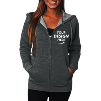 Independent Trading Co. Unisex Special Blend Raglan Full-Zip Hooded Sweatshirt, Carbon / Carbon, Front view, Mockup