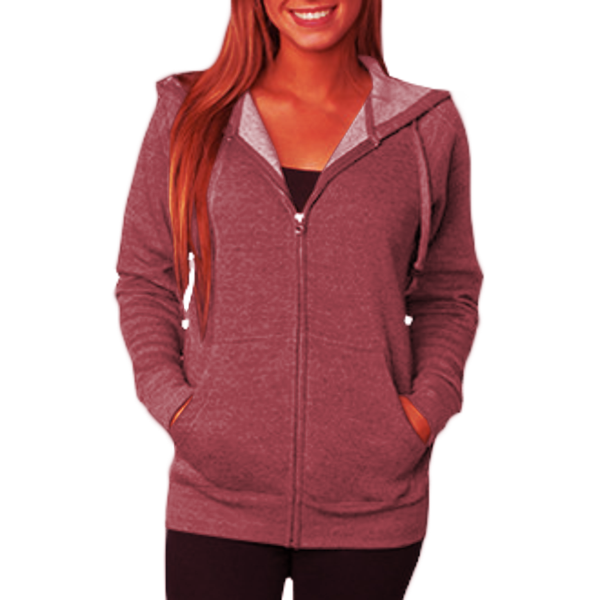 Independent Trading Co. Unisex Special Blend Raglan Full-Zip Hooded Sweatshirt, Crimson / Crimson, Front view