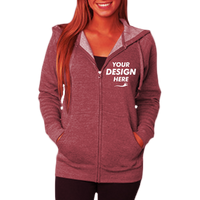 Independent Trading Co. Unisex Special Blend Raglan Full-Zip Hooded Sweatshirt, Crimson / Crimson, Front view, Mockup