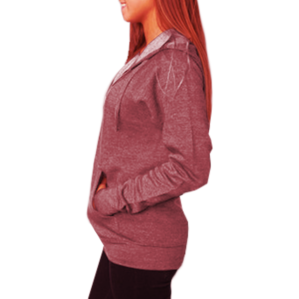 Independent Trading Co. Unisex Special Blend Raglan Full-Zip Hooded Sweatshirt, Crimson / Crimson, Left Side view