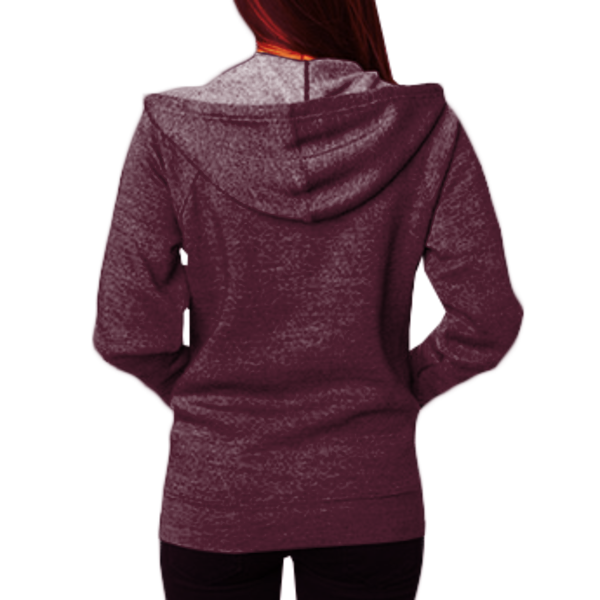 Independent Trading Co. Unisex Special Blend Raglan Full-Zip Hooded Sweatshirt, Maroon / Maroon, Back view