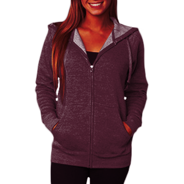 Independent Trading Co. Unisex Special Blend Raglan Full-Zip Hooded Sweatshirt, Maroon / Maroon, Front view