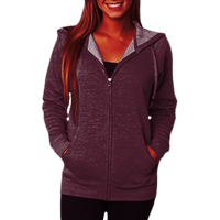Independent Trading Co. Unisex Special Blend Raglan Full-Zip Hooded Sweatshirt, Maroon / Maroon, Front view