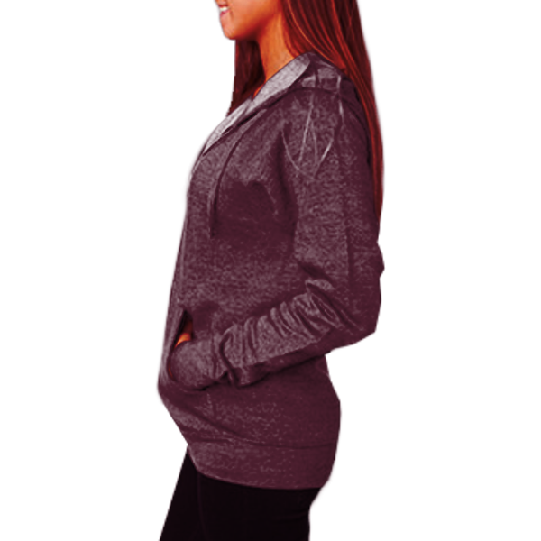 Independent Trading Co. Unisex Special Blend Raglan Full-Zip Hooded Sweatshirt, Maroon / Maroon, Left Side view