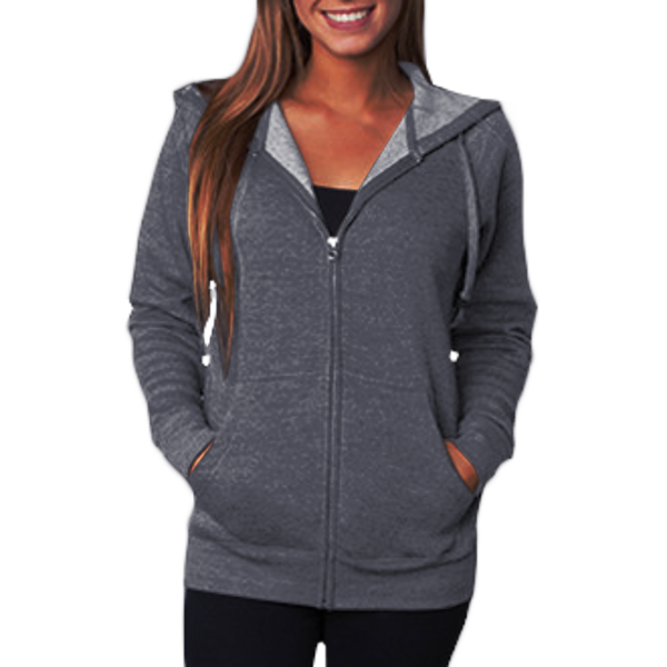 Independent Trading Co. Unisex Special Blend Raglan Full-Zip Hooded Sweatshirt, Midnight Navy / Midnight Navy, Front view