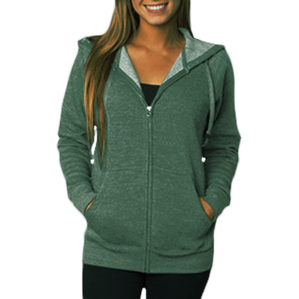 Independent Trading Co. Unisex Special Blend Raglan Full-Zip Hooded Sweatshirt, Moss / Moss, Front view
