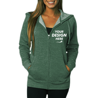 Independent Trading Co. Unisex Special Blend Raglan Full-Zip Hooded Sweatshirt, Moss / Moss, Front view, Mockup