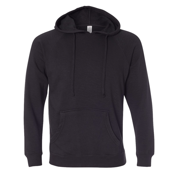 Independent Trading Co. Unisex Special Blend Raglan Hooded Sweatshirt, Black / Black, Front view
