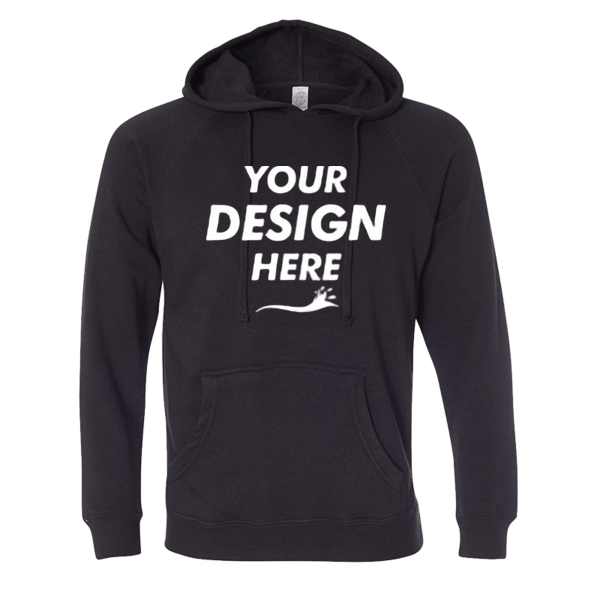 Independent Trading Co. Unisex Special Blend Raglan Hooded Sweatshirt, Black / Black, Front view, Mockup
