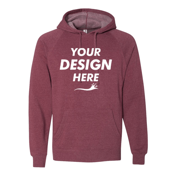 Independent Trading Co. Unisex Special Blend Raglan Hooded Sweatshirt, Crimson / Crimson, Front view, Mockup