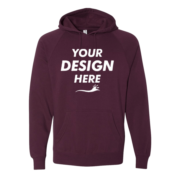 Independent Trading Co. Unisex Special Blend Raglan Hooded Sweatshirt, Maroon / Maroon, Front view, Mockup