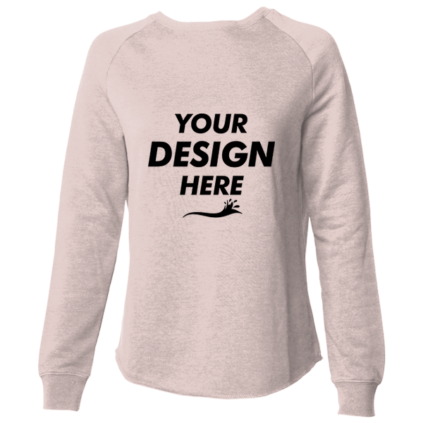 Independent Trading Co. Women's California Wave Wash Crewneck Sweatshirt, Blush, Front view, Mockup