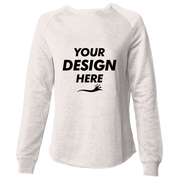 Independent Trading Co. Women's California Wave Wash Crewneck Sweatshirt, Bone, Front view, Mockup