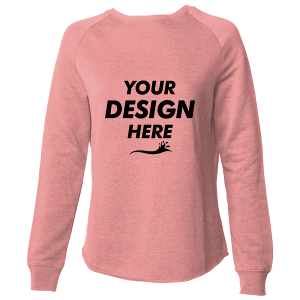 Independent Trading Co. Women's California Wave Wash Crewneck Sweatshirt, Dusty Rose, Front view, Mockup