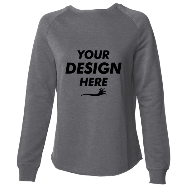 Independent Trading Co. Women's California Wave Wash Crewneck Sweatshirt, Shadow, Front view, Mockup