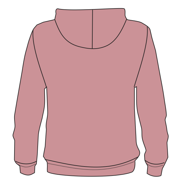 Independent Trading Co. Women's California Wave Wash Full-Zip Hooded Sweatshirt, Dusty Rose, Back view