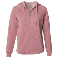 Independent Trading Co. Women's California Wave Wash Full-Zip Hooded Sweatshirt, Dusty Rose, Front view