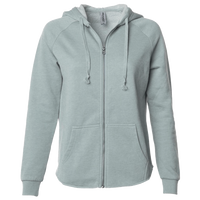 Independent Trading Co. Women's California Wave Wash Full-Zip Hooded Sweatshirt, Sage, Front view