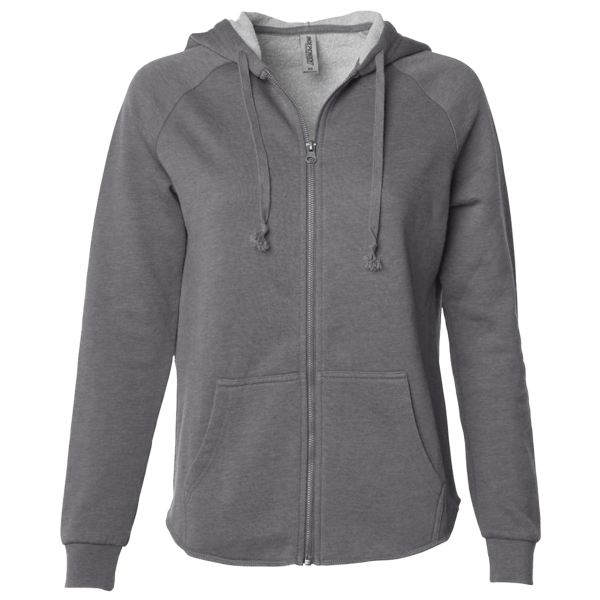 Independent Trading Co. Women's California Wave Wash Full-Zip Hooded Sweatshirt, Shadow, Front view