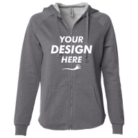 Independent Trading Co. Women's California Wave Wash Full-Zip Hooded Sweatshirt, Shadow, Front view, Mockup