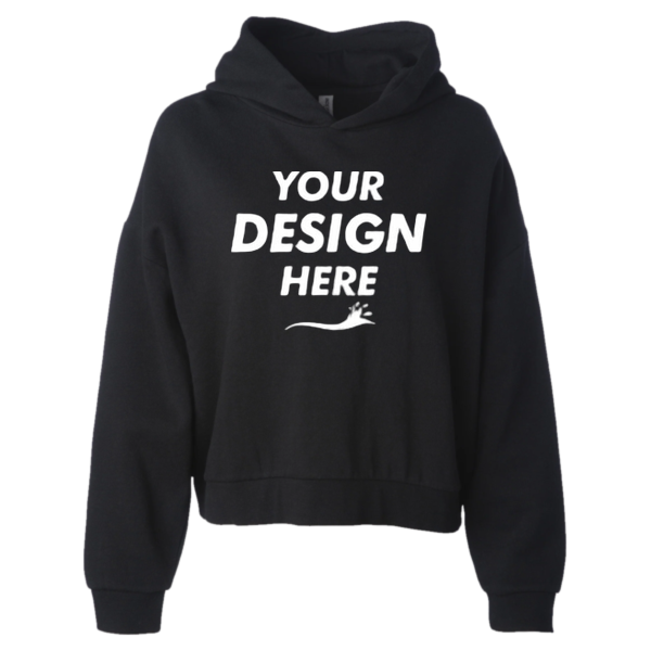Independent Trading Co. Women's California Wave Wash Sunday Hooded Sweatshirt, Black, Front view, Mockup
