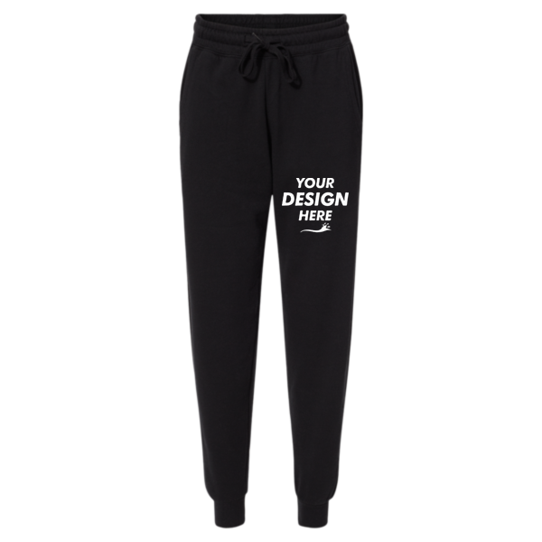Independent Trading Co. Women's California Wave Wash Sweatpants, Black, Front view, Mockup
