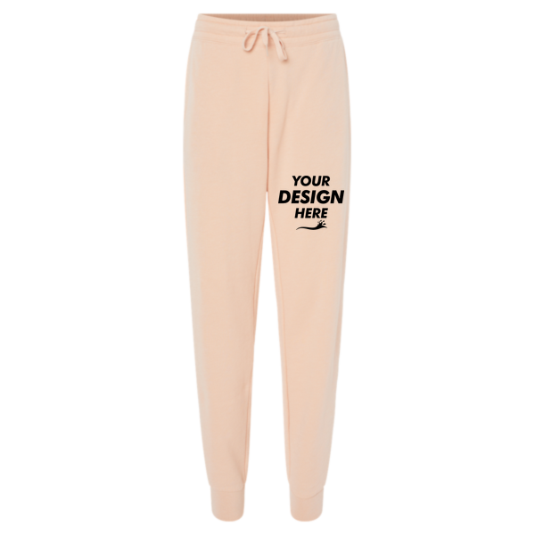 Independent Trading Co. Women's California Wave Wash Sweatpants, Blush, Front view, Mockup