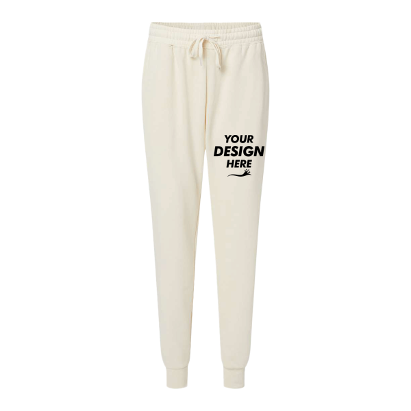Independent Trading Co. Women's California Wave Wash Sweatpants, Bone, Front view, Mockup