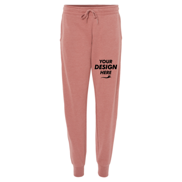 Independent Trading Co. Women's California Wave Wash Sweatpants, Dusty Rose, Front view, Mockup