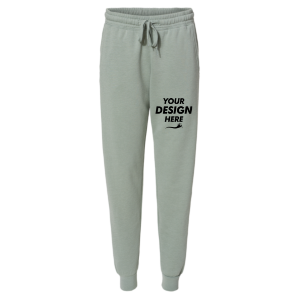 Independent Trading Co. Women's California Wave Wash Sweatpants, Sage, Front view, Mockup