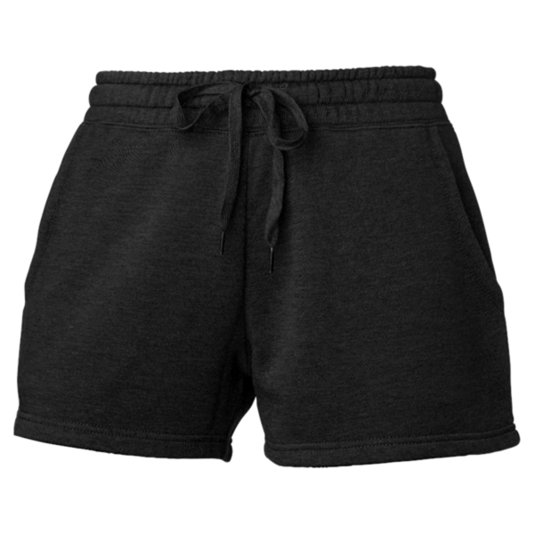 Independent Trading Co. Women’s Lightweight California Wave Wash Fleece Shorts, Black, Front view