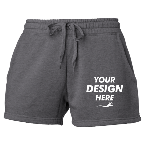 Independent Trading Co. Women’s Lightweight California Wave Wash Fleece Shorts, Shadow, Front view, Mockup