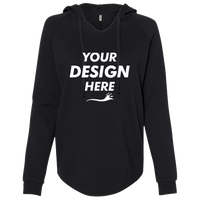 Independent Trading Co. Women’s Lightweight California Wave Wash Hooded Sweatshirt, Black, Front view, Mockup