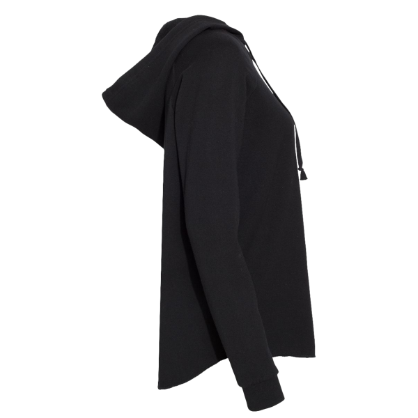 Independent Trading Co. Women’s Lightweight California Wave Wash Hooded Sweatshirt, Black, Right Sleeve view