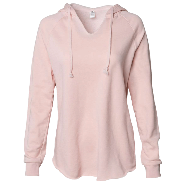 Independent Trading Co. Women’s Lightweight California Wave Wash Hooded Sweatshirt, Blush, Front view