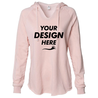 Independent Trading Co. Women’s Lightweight California Wave Wash Hooded Sweatshirt, Blush, Front view, Mockup