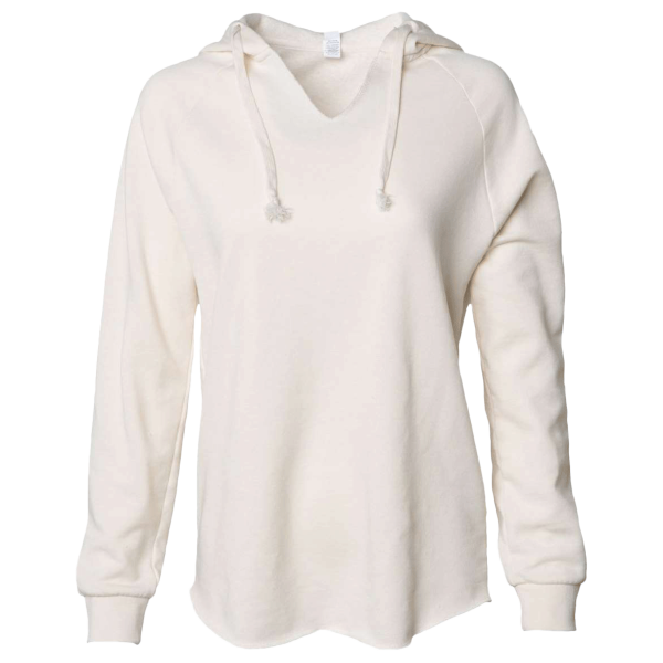 Independent Trading Co. Women’s Lightweight California Wave Wash Hooded Sweatshirt, Bone, Front view