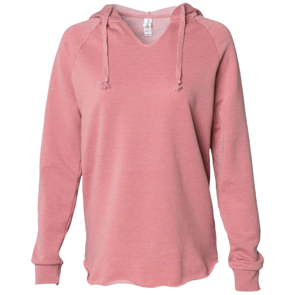 Independent Trading Co. Women’s Lightweight California Wave Wash Hooded Sweatshirt, Dusty Rose, Front view