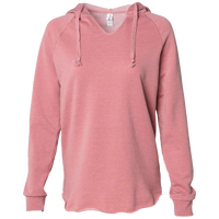 Independent Trading Co. Women’s Lightweight California Wave Wash Hooded Sweatshirt, Dusty Rose, Front view