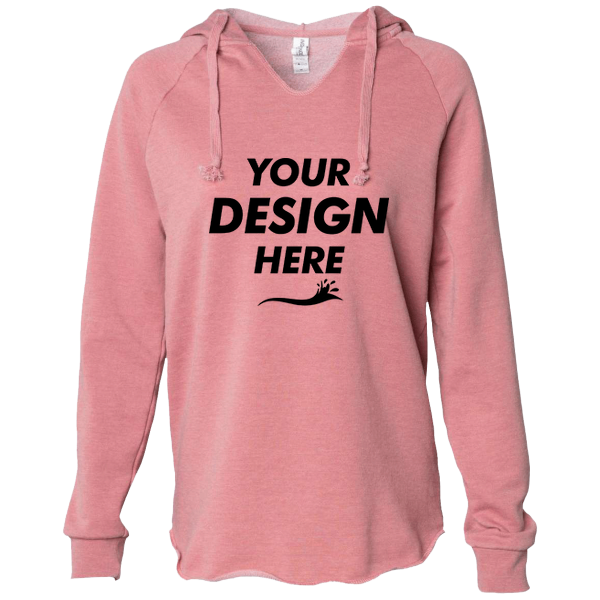 Independent Trading Co. Women’s Lightweight California Wave Wash Hooded Sweatshirt, Dusty Rose, Front view, Mockup