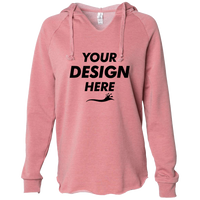 Independent Trading Co. Women’s Lightweight California Wave Wash Hooded Sweatshirt, Dusty Rose, Front view, Mockup