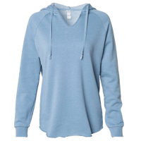 Independent Trading Co. Women’s Lightweight California Wave Wash Hooded Sweatshirt, Misty Blue, Front view