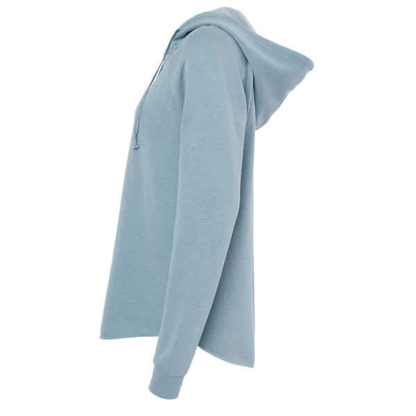 Independent Trading Co. Women’s Lightweight California Wave Wash Hooded Sweatshirt, Misty Blue, Left Sleeve view