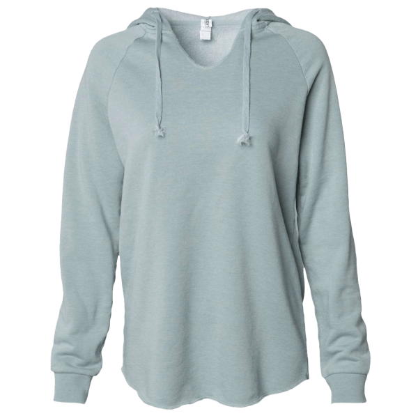 Independent Trading Co. Women’s Lightweight California Wave Wash Hooded Sweatshirt, Sage, Front view