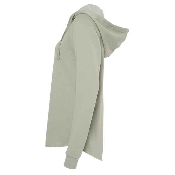 Independent Trading Co. Women’s Lightweight California Wave Wash Hooded Sweatshirt, Sage, Left Sleeve view